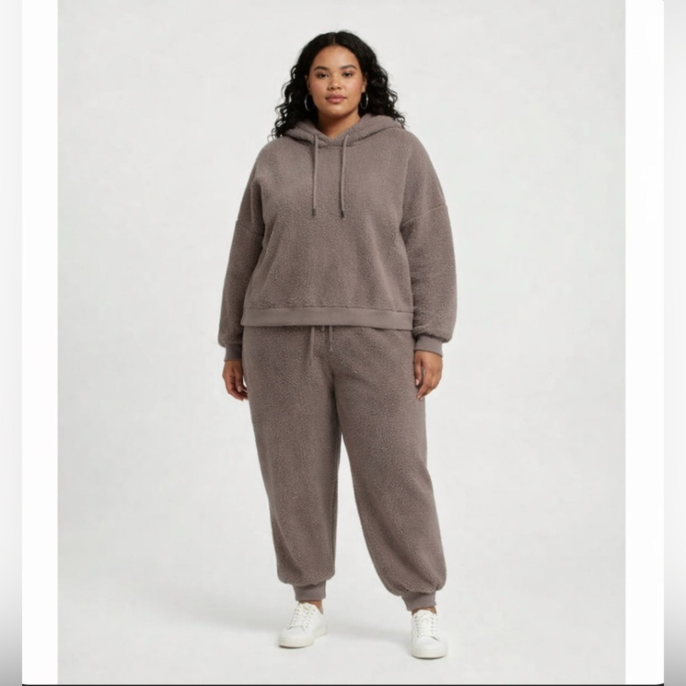 ADORE ME Lavender Purple Fuzzy Sherpa Hoodie Joggers Sweats Set Size 3X